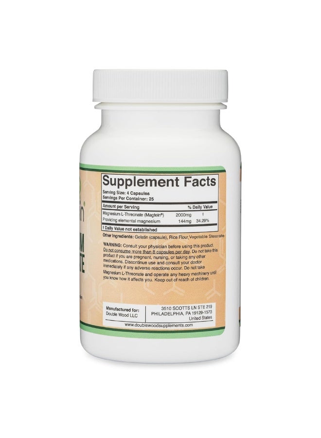 Magnesium L Threonate, Magtein, Sleep and Cognitive Support – High Absorption – Most Bioavailable Form of Magnesium – 2,000 mg – 120 Capsules - Image 3